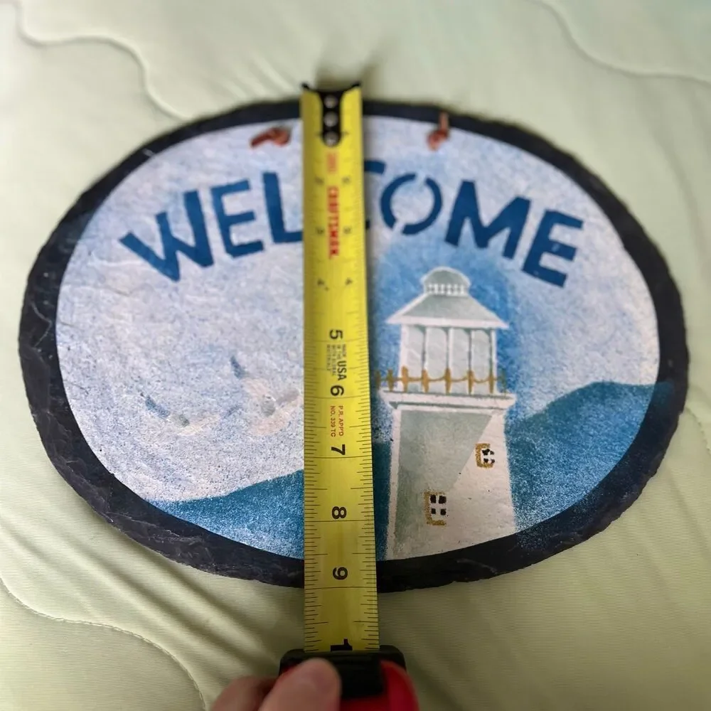Rustic Nautical Welcome Sign Featuring Beacon Lighthouse Plaque